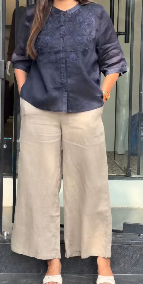 Embroidered Linen Tunic and Wide-Leg Trouser Set