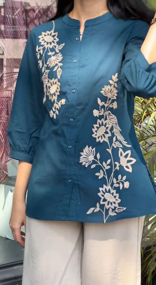 Floral Embroidered Short Kurti