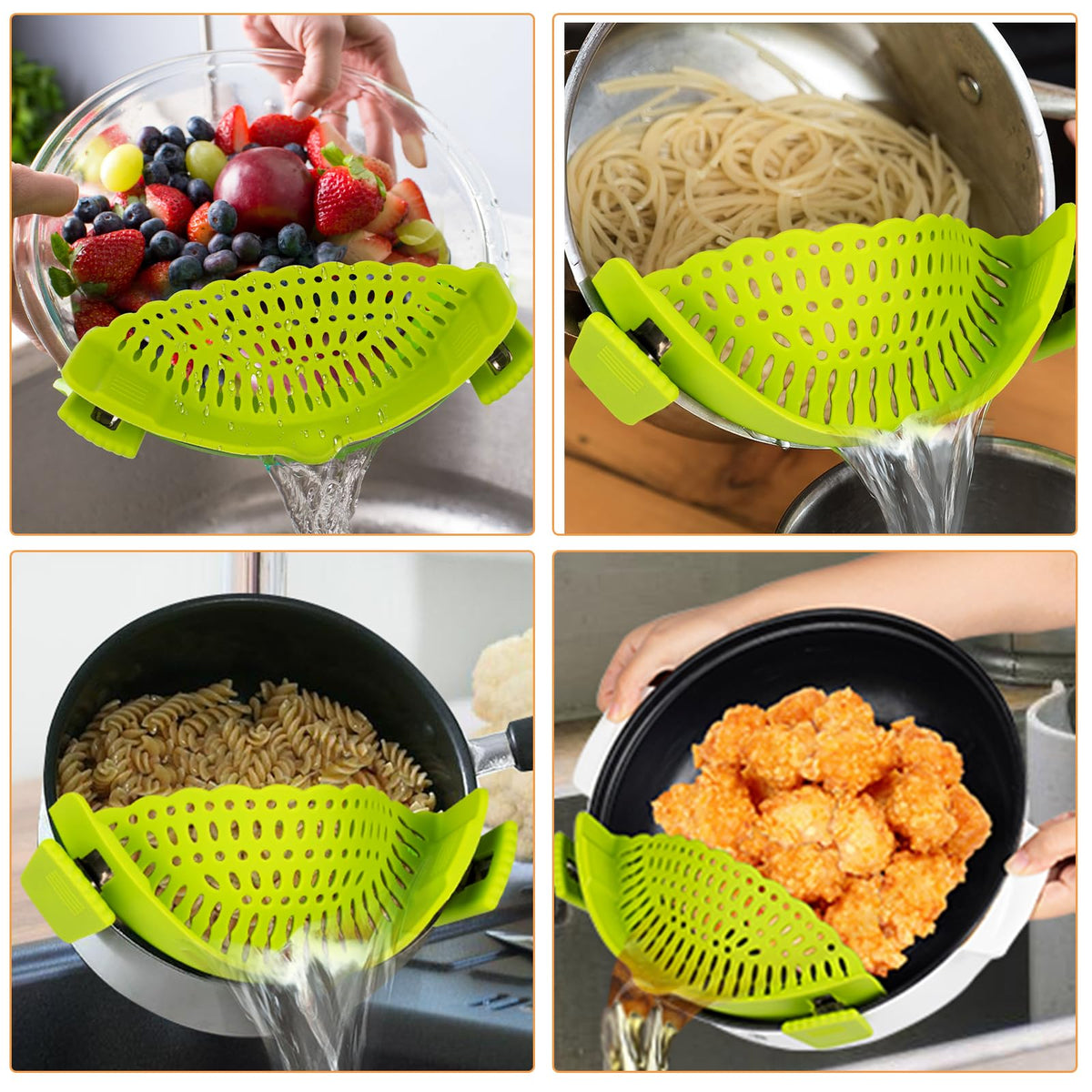 Clip-On Silicone Pot Strainer – Universal Kitchen Colander