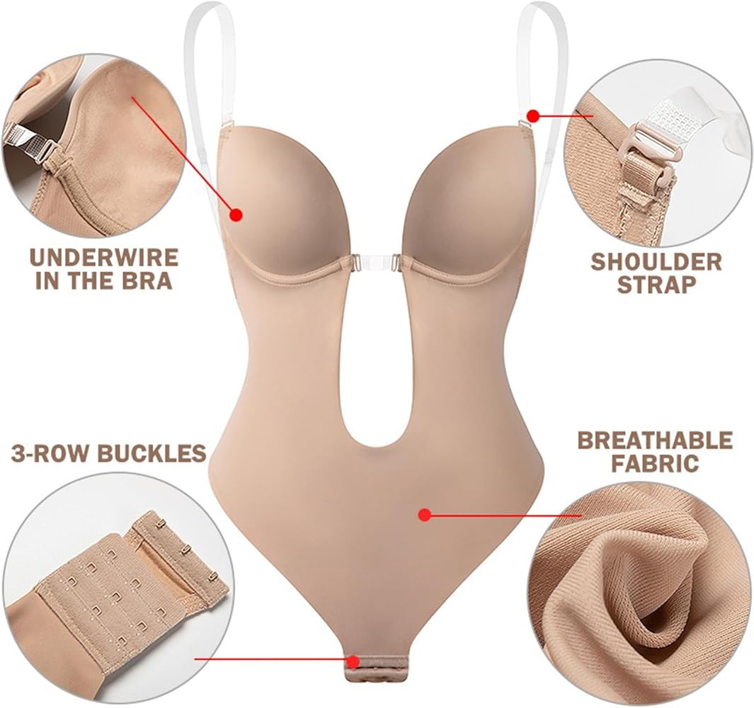 Women's Shapewear Bodysuit with Plunge Neckline