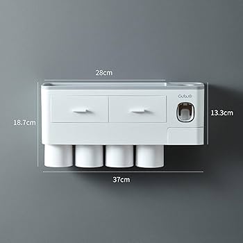 Wall-Mounted Toothbrush & Cup Organizer with Upside-Down Cup Design