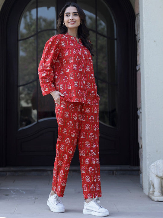 Floral Printed Pure Cotton Co-Ords Set