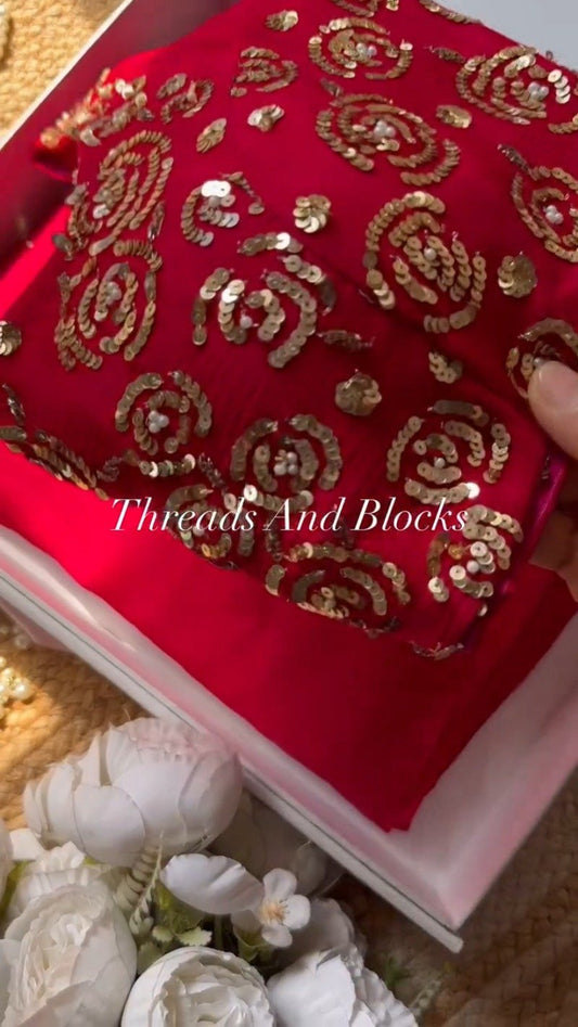 Aura Crimson Embellished Kurta Set – Available in Crimson Red