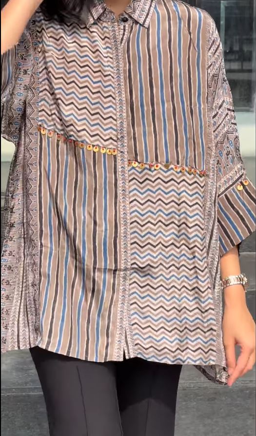 Fashion Floor India Boho Grid Ajrakh Print Multi-Pattern Shirt