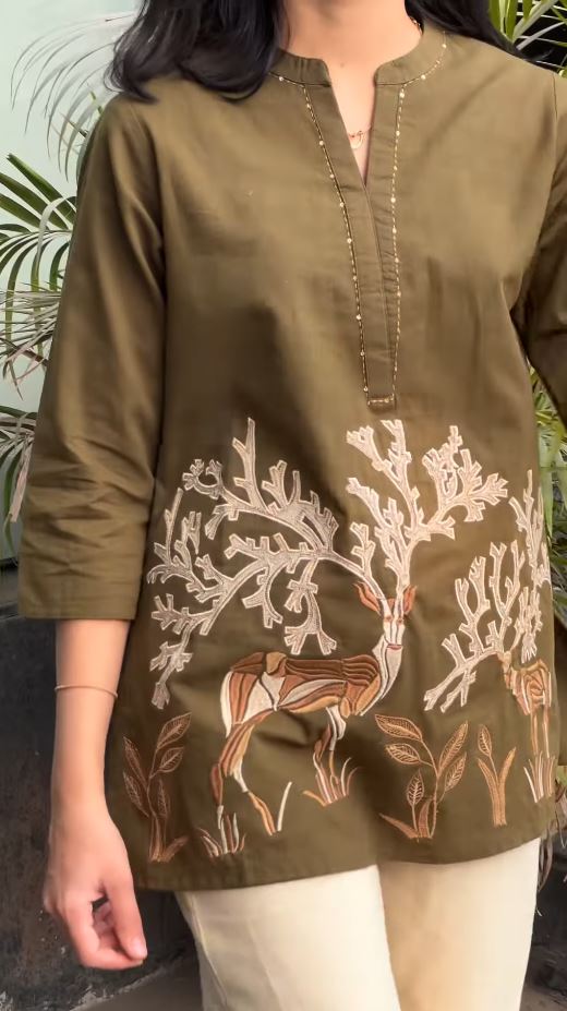 Stylish Nature Print Cotton Kurti