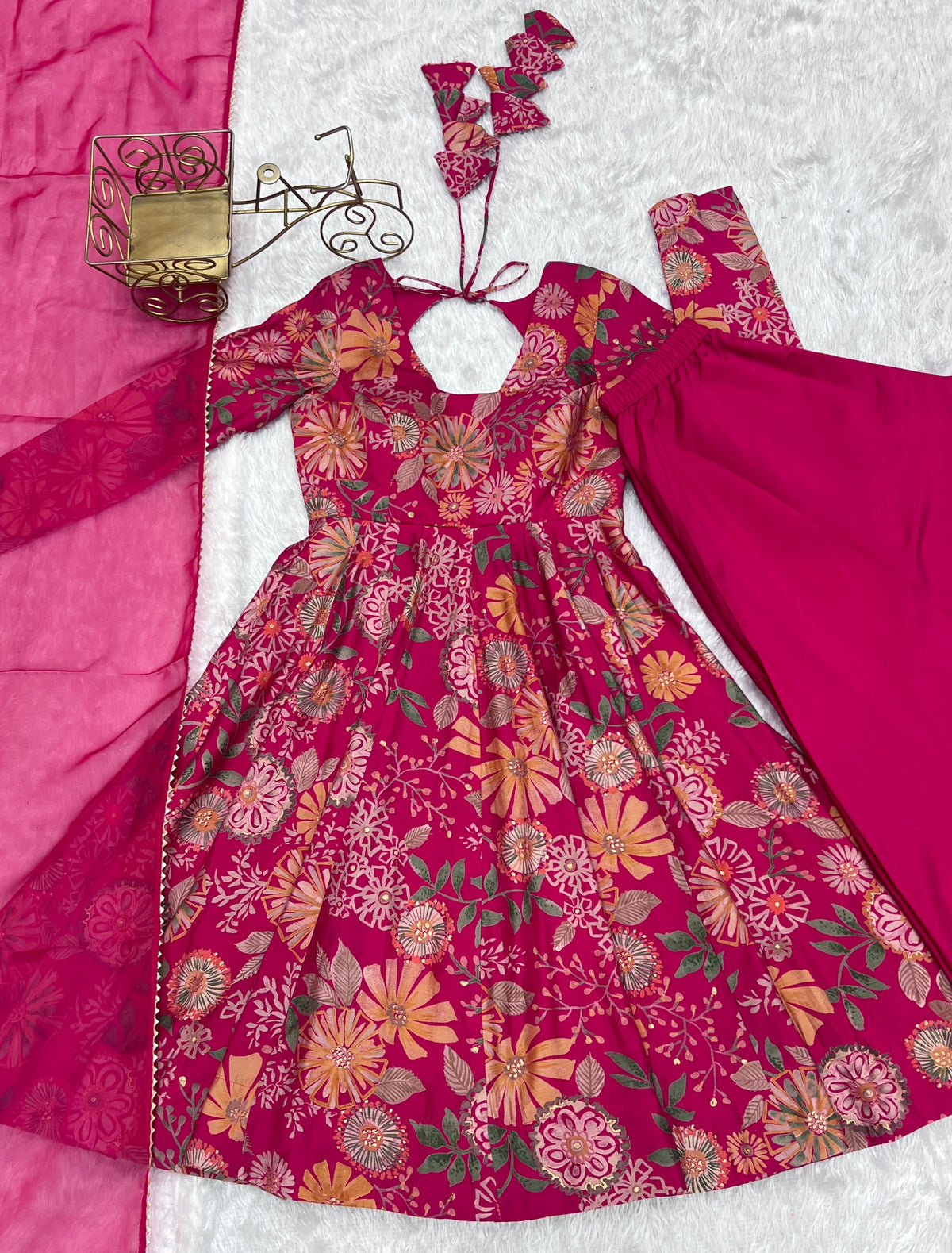 Ceremony Wear Pink Color Chanderi Designer Palazzo Suit