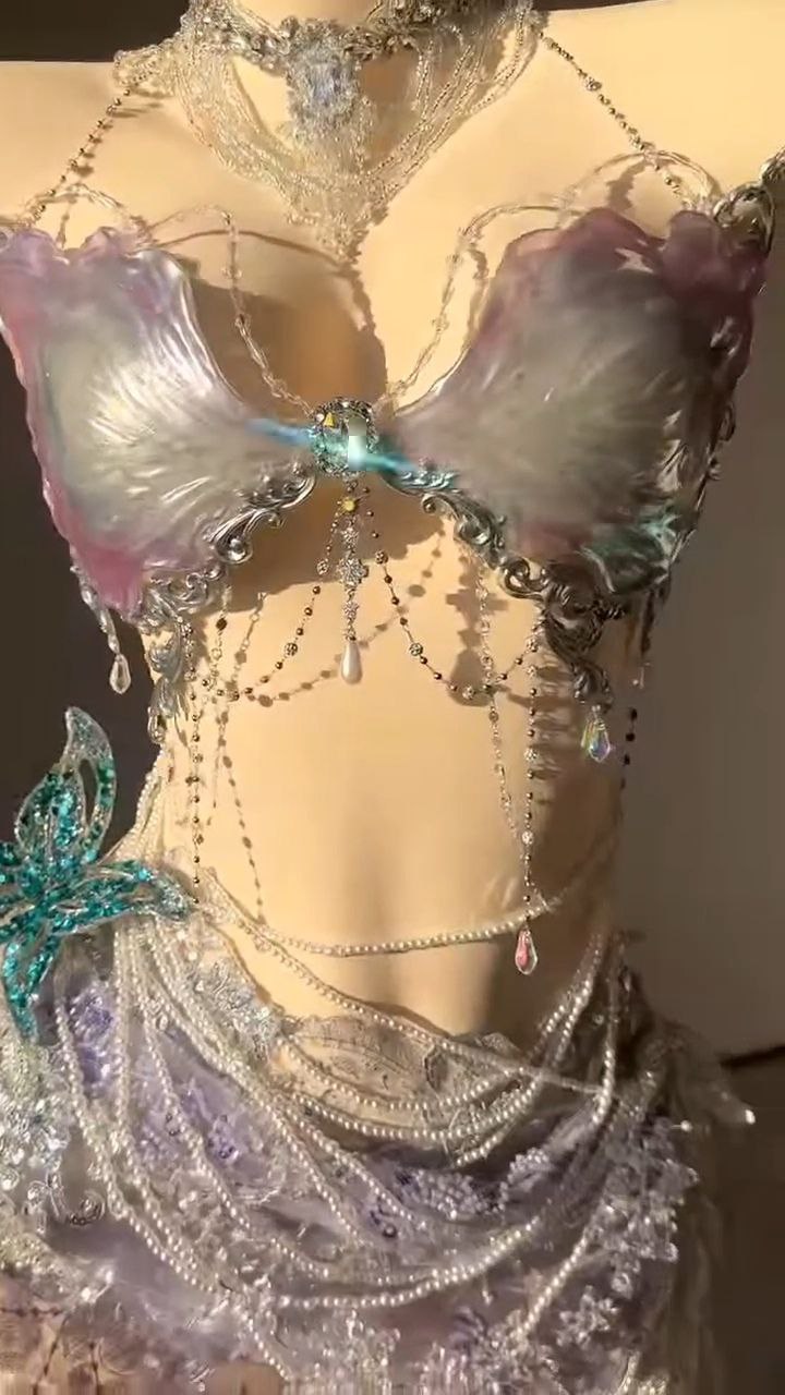 Iridescent Fairy-Inspired Embellished Lingerie Set