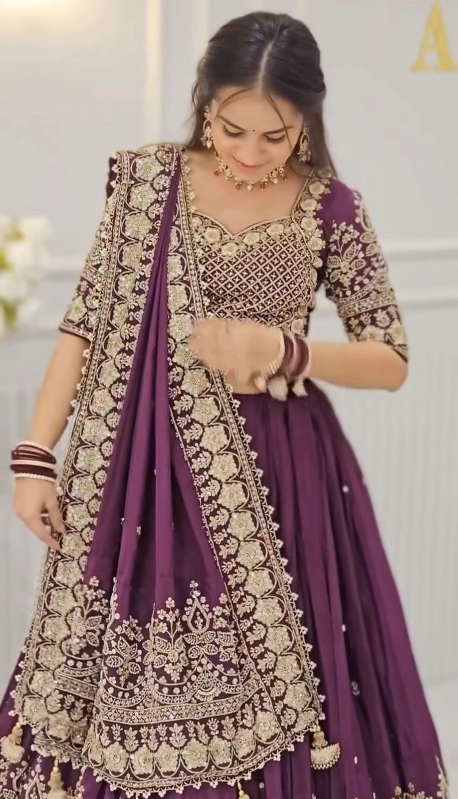 Premium Wine Purple Bridal Lehenga Choli with Heavy Embroidery