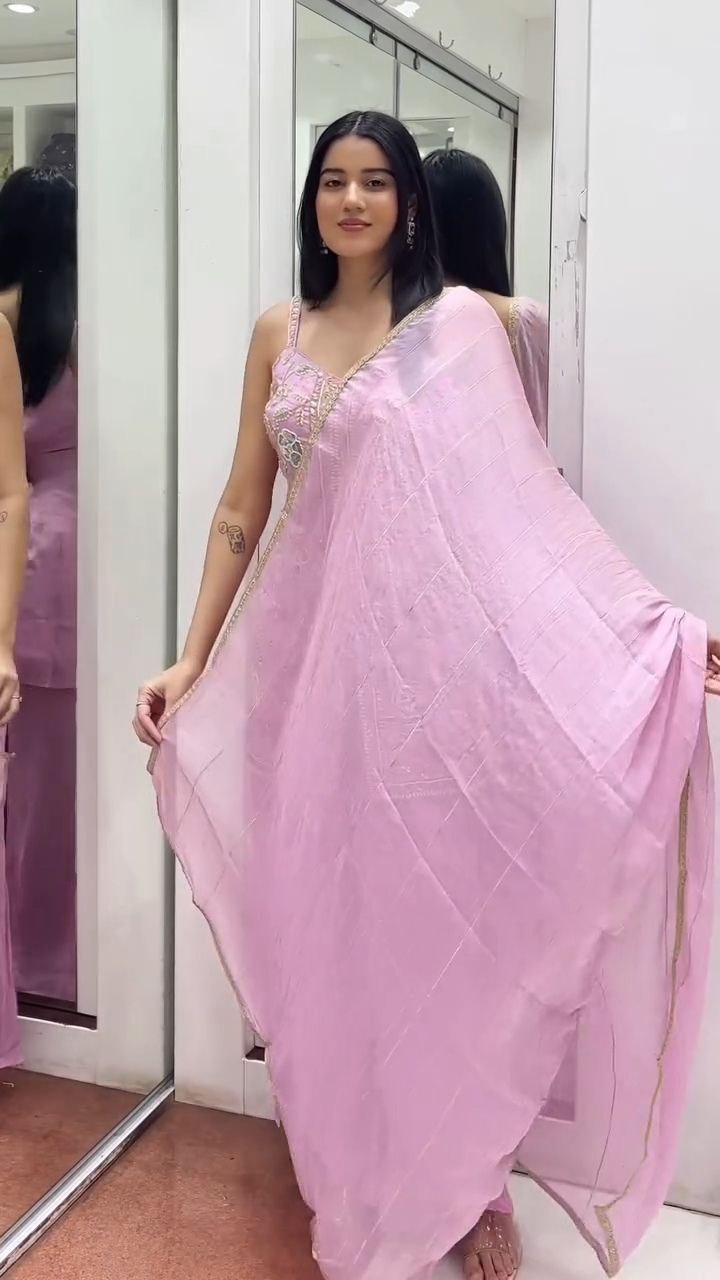 Blush Pink Hand-Embroidered Straight Kurta Set