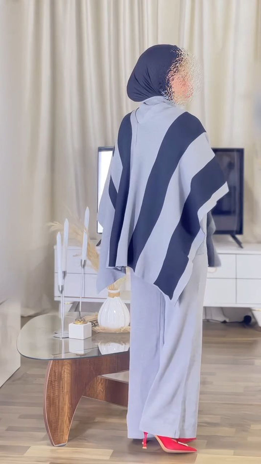 Modest Knit Co-Ord Set with Draped Overlay Shaw