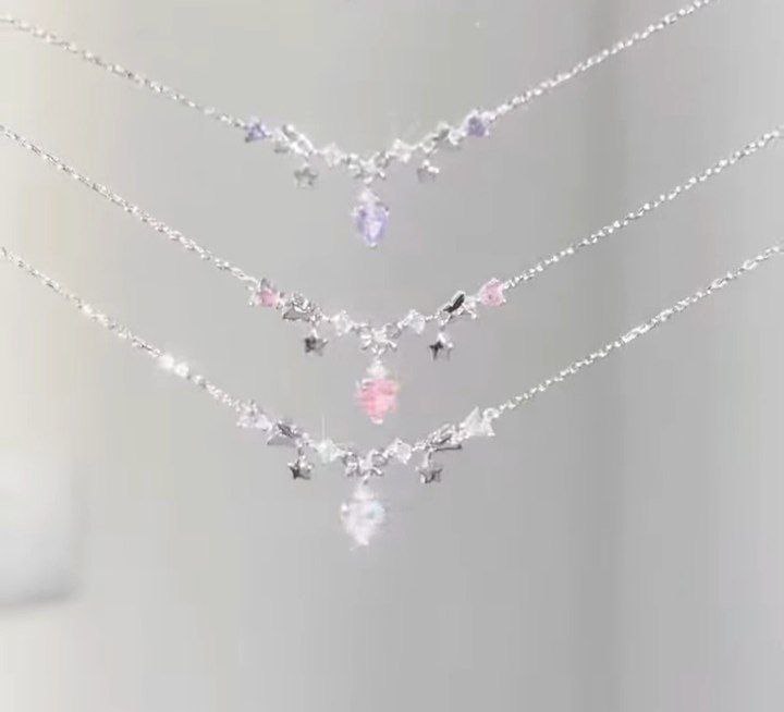 Delicate Crystal Charm Layered Necklace Set