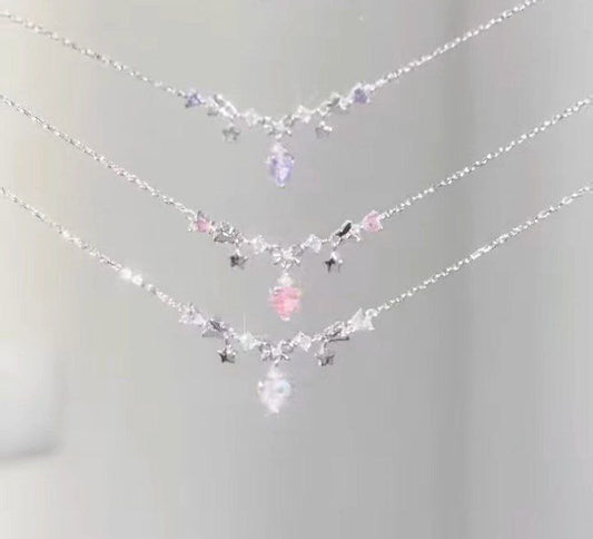 Delicate Crystal Charm Layered Necklace Set