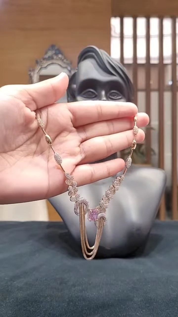 Rose Gold Blue Stone Statement Necklace Set