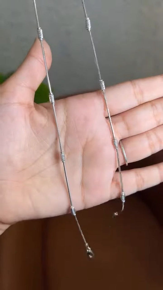 Minimal Silver Anklet with Adjustable Fit