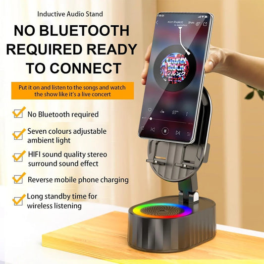 Wireless Charging Phone Stand with Built-in Bluetooth Speaker