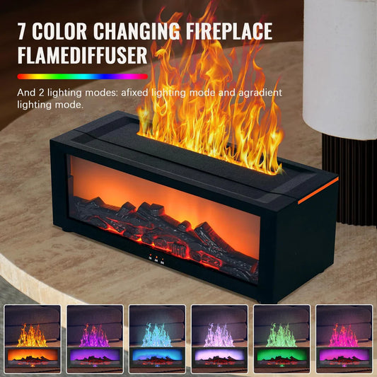 7-Color Changing Fireplace Flame Diffuser for Ambient Living