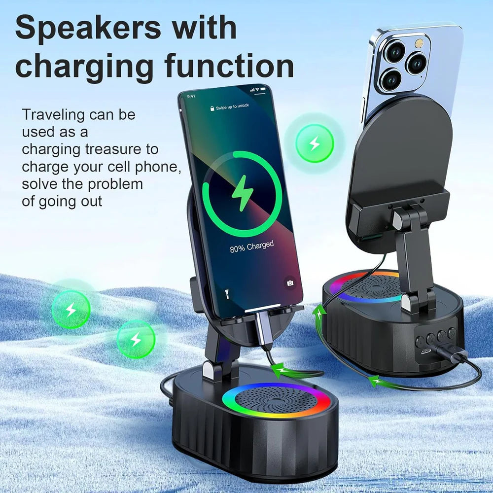 Wireless Charging Phone Stand with Built-in Bluetooth Speaker