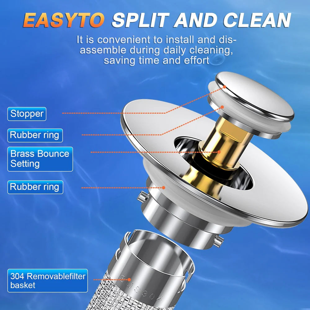 Upgraded Universal Bathroom Sink Stopper with Built-in Filter