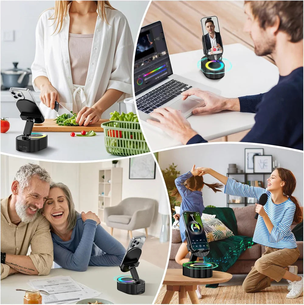 Wireless Charging Phone Stand with Built-in Bluetooth Speaker