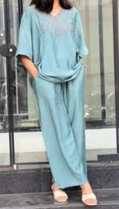Embroidered Linen Relaxed-Fit Shirt and Trousers Co-Ord Set