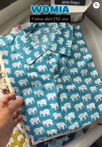 Cotton Elephant Print Casual Shirt