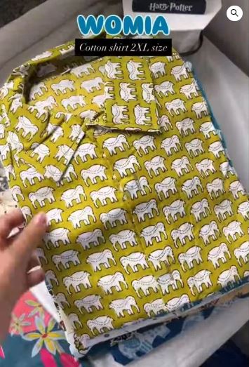 Cotton Elephant Print Casual Shirt