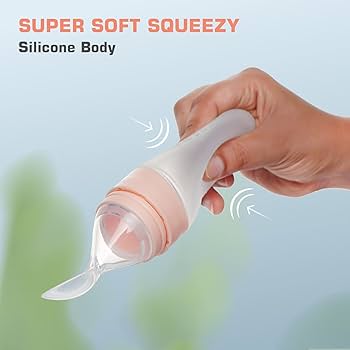 Baby Feeding Bottle with Soft Silicone Spoon Dispenser