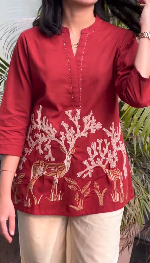 Stylish Nature Print Cotton Kurti