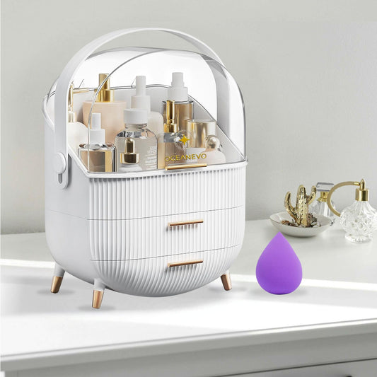 Multi-Layer Makeup and Cosmetic Storage Organizer with Transparent Lid