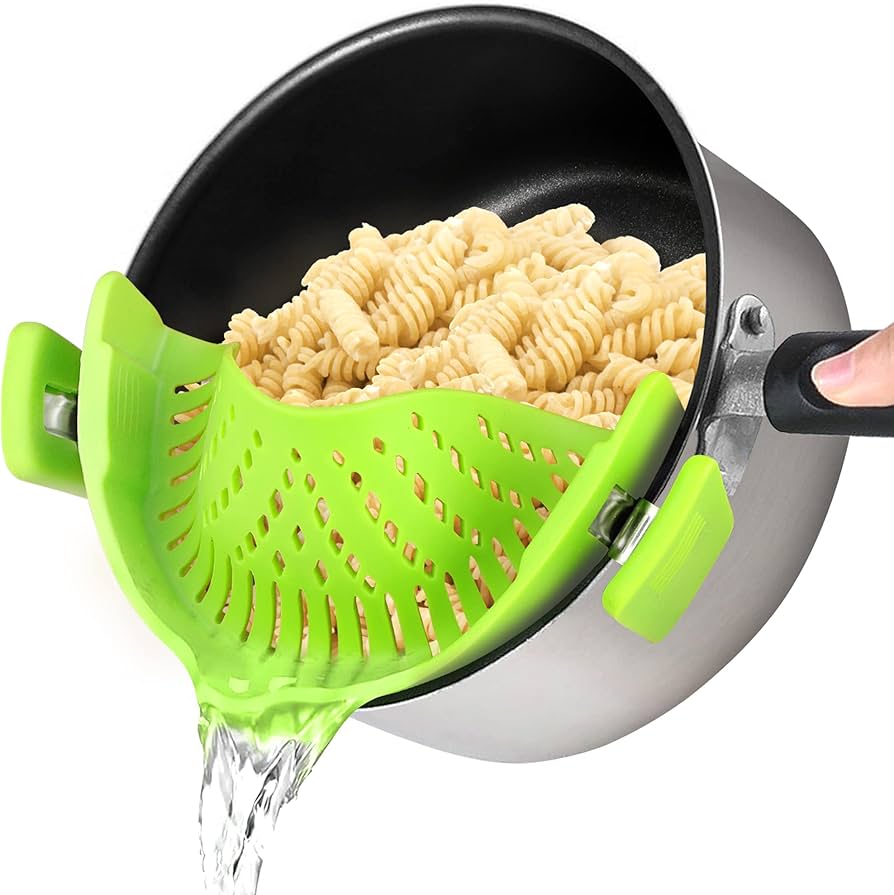 Clip-On Silicone Pot Strainer – Universal Kitchen Colander