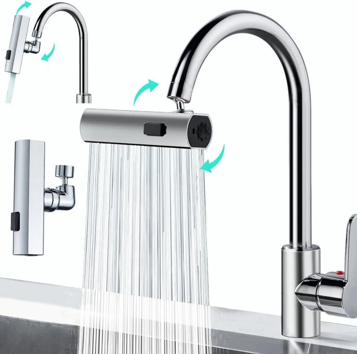 360° Rotating Kitchen Faucet Sprayer with Dual Water Modes