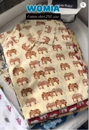 Cotton Elephant Print Casual Shirt