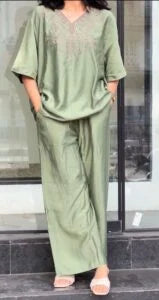 Embroidered Linen Relaxed-Fit Shirt and Trousers Co-Ord Set