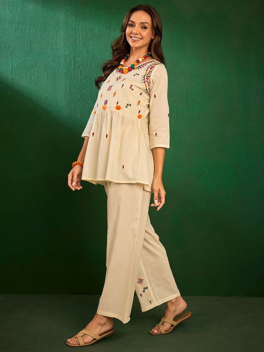 Pure Cotton Top with Palazzos Co-ord Set