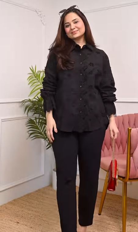 Luxe Applique Bloom Shirt Co-Ord Set