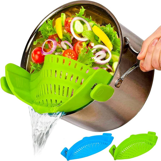 Clip-On Silicone Pot Strainer – Universal Kitchen Colander