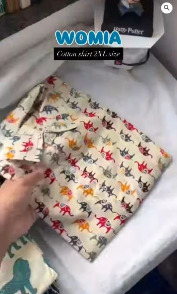 Cotton Elephant Print Casual Shirt