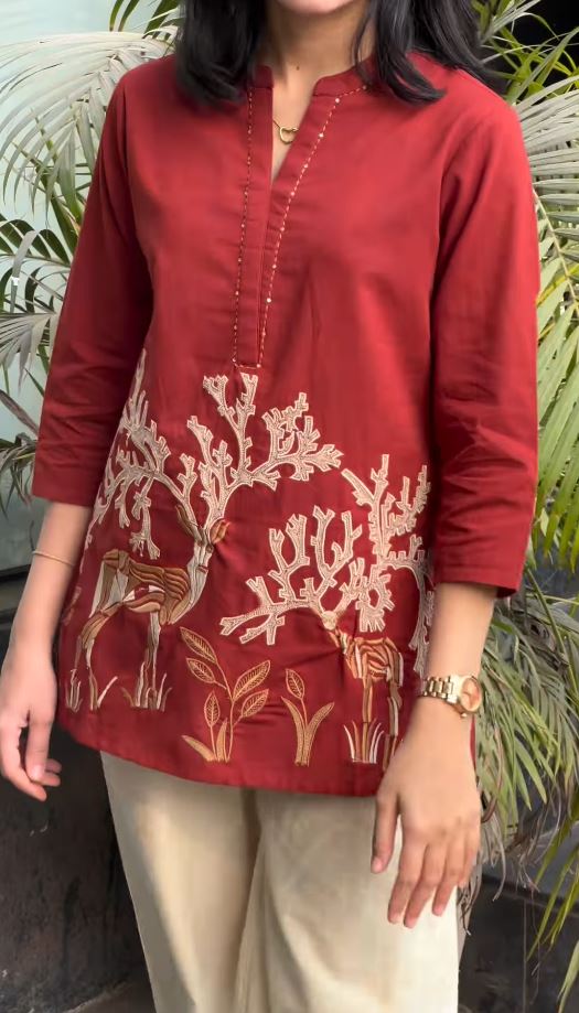Stylish Nature Print Cotton Kurti