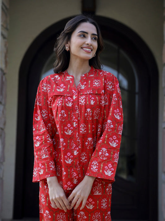 Floral Printed Pure Cotton Co-Ords Set