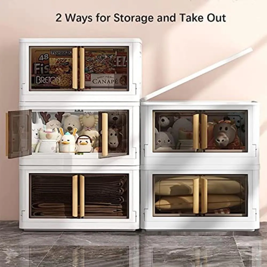 Stackable Multi-Purpose Storage Box with Transparent Doors