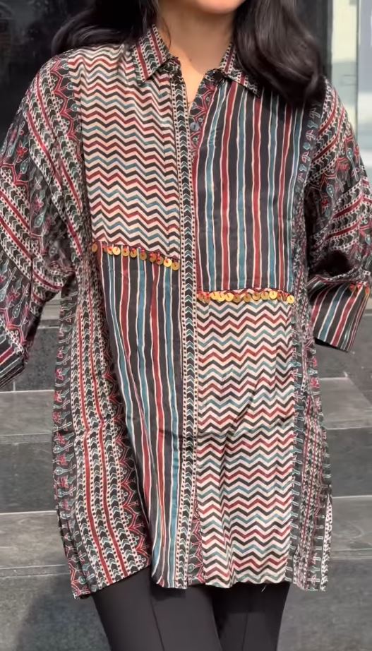 Fashion Floor India Boho Grid Ajrakh Print Multi-Pattern Shirt