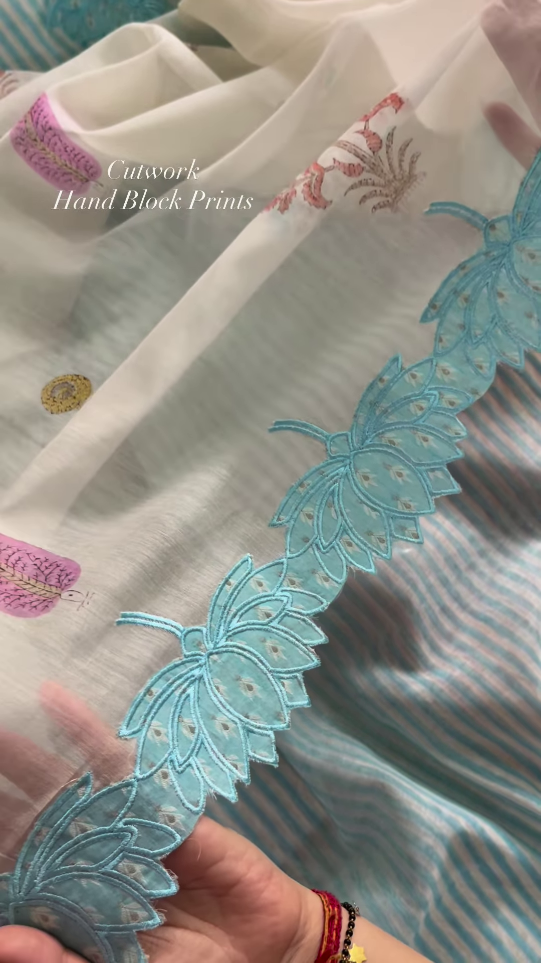 Sheer Pink Fabric with Intricate Flamingo and Floral Embroidery
