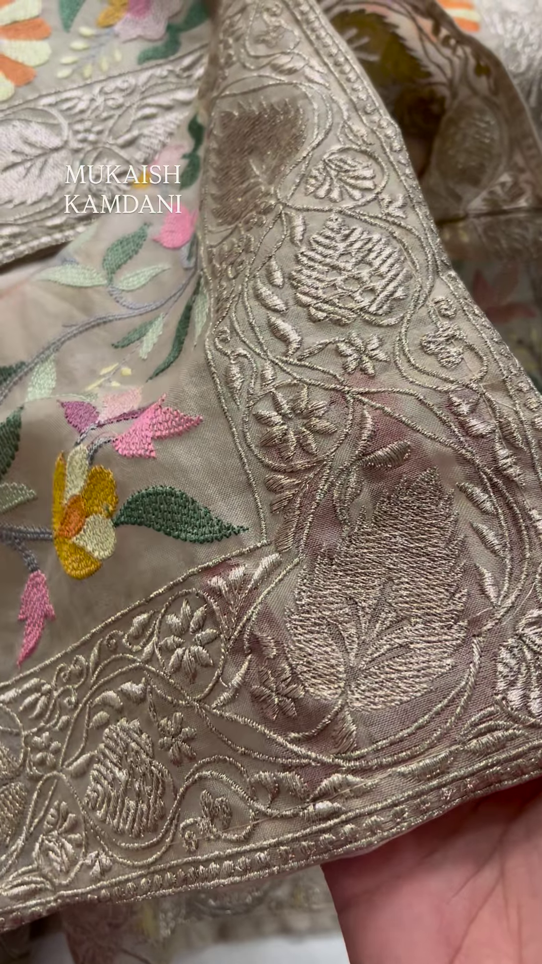 Sheer Fabric with 3D Floral Applique and Embroidery