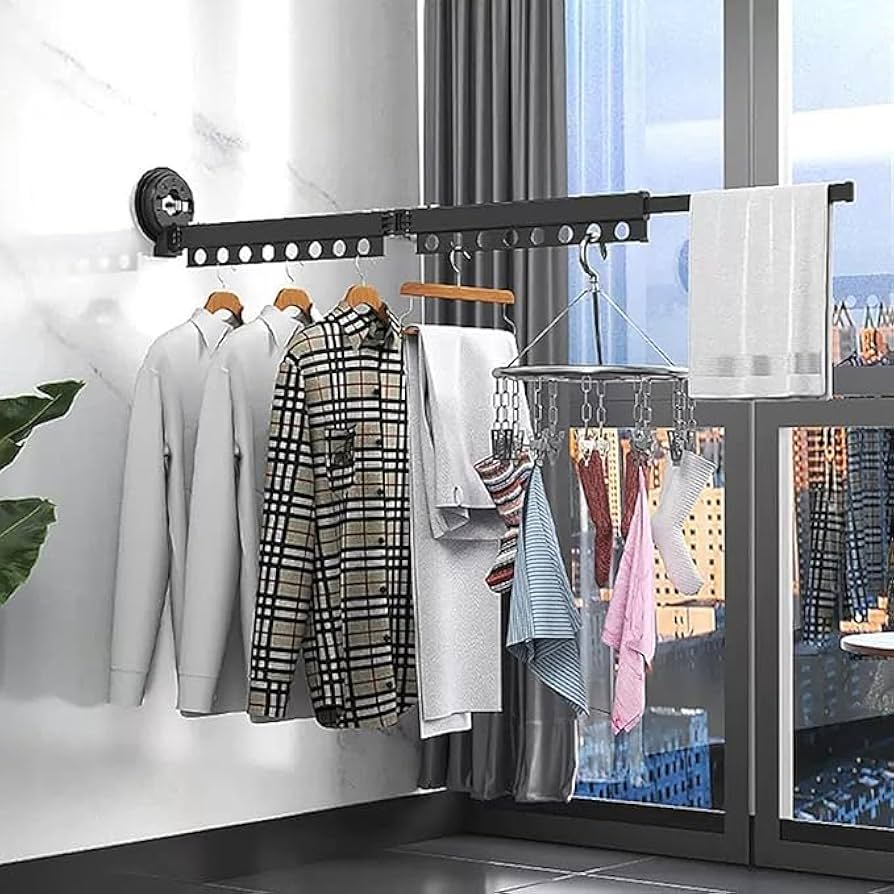 Wall Mounted Foldable Clothes Drying Rack