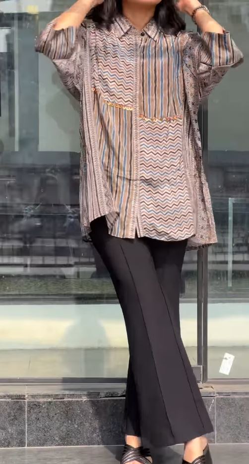 Fashion Floor India Boho Grid Ajrakh Print Multi-Pattern Shirt