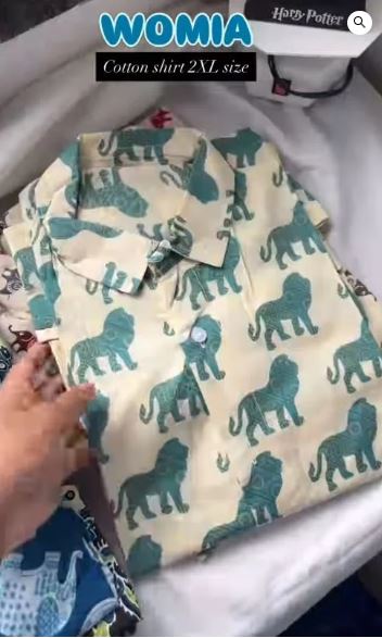 Cotton Elephant Print Casual Shirt