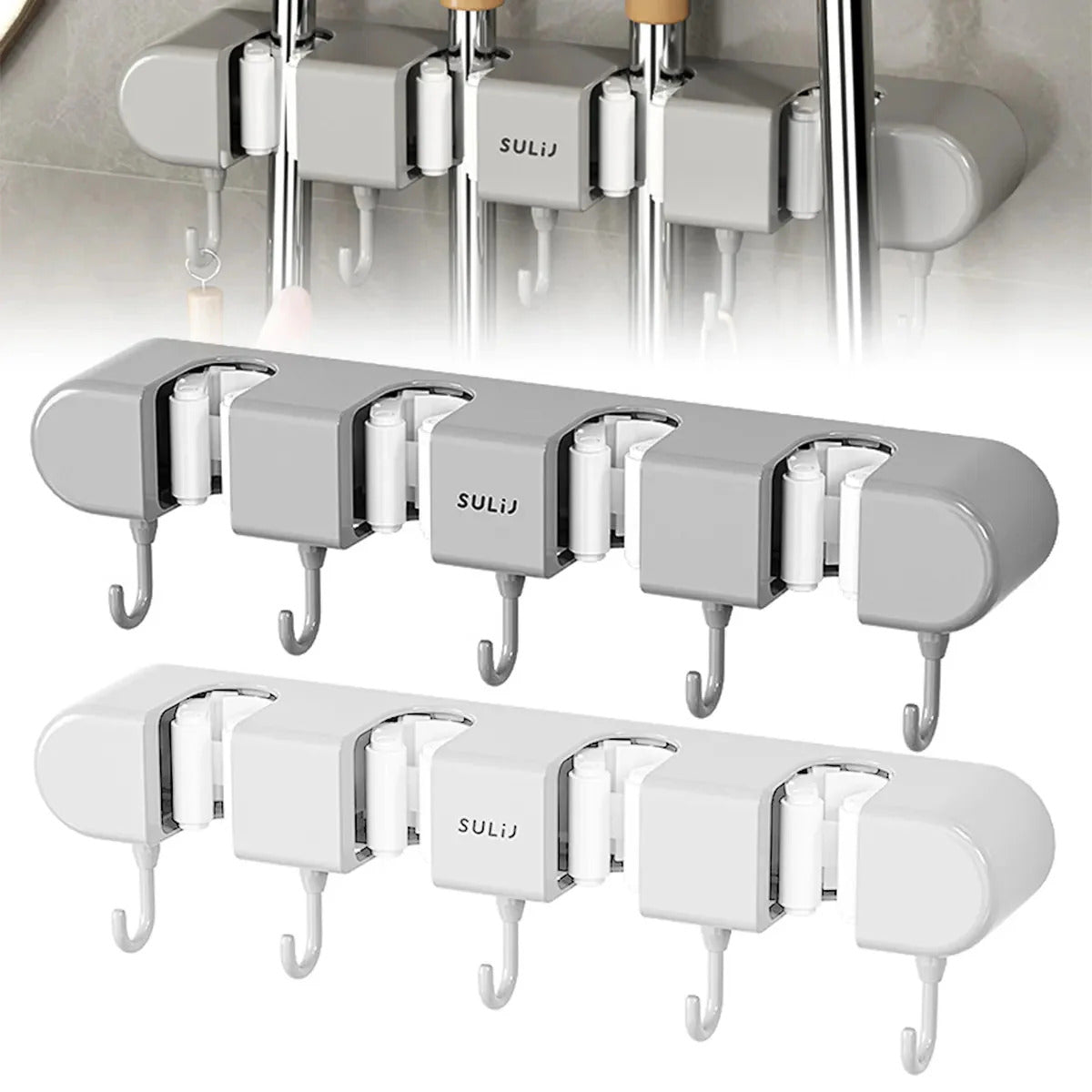 Wall Mounted Mop and Broom Holder Organizer