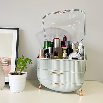 Multi-Layer Makeup and Cosmetic Storage Organizer with Transparent Lid