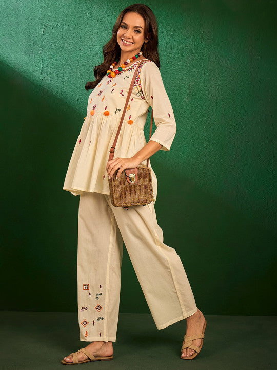 Pure Cotton Top with Palazzos Co-ord Set