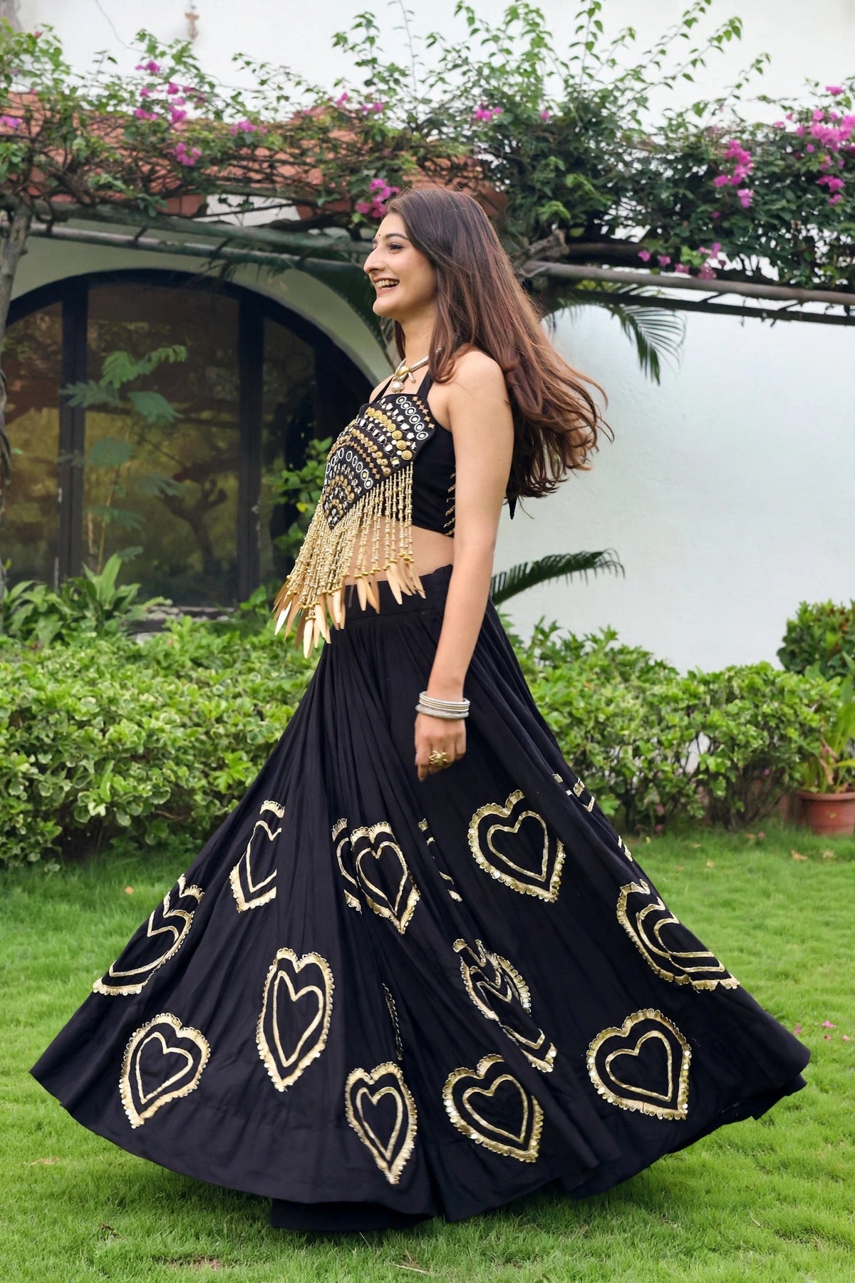 Midnight Radiance Mirror-Work Lehenga Set